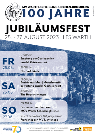 Jubiläumsfest 100 Jahre MV Warth-Scheiblingkirchen-Bromberg